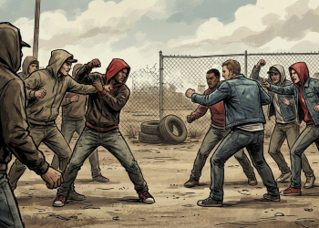 Remaja tawuran. Foto: Ilustrasi kendarinesia/gemini.