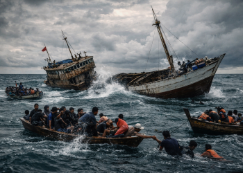 KM Cahaya Intan Selebes GT.44 dilaporkan tenggelam di perairan Poleang, Kabupaten Bombana, Sulawesi Tenggara, pada Sabtu (14/2) sekitar pukul 12.06 WITA. Foto: Ilustrasi grafis Ai/kendarinesia